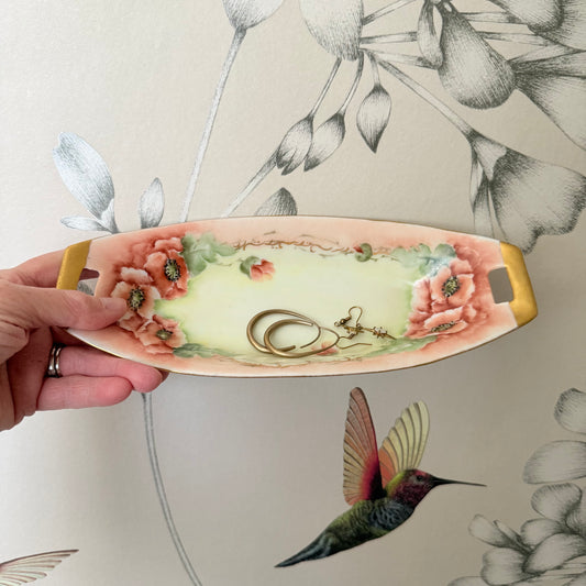 Vintage Pink Poppies Trinket Tray