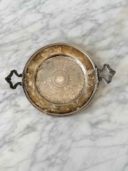 Antique Engraved Silverplate Edwardian Style Catchall Tray