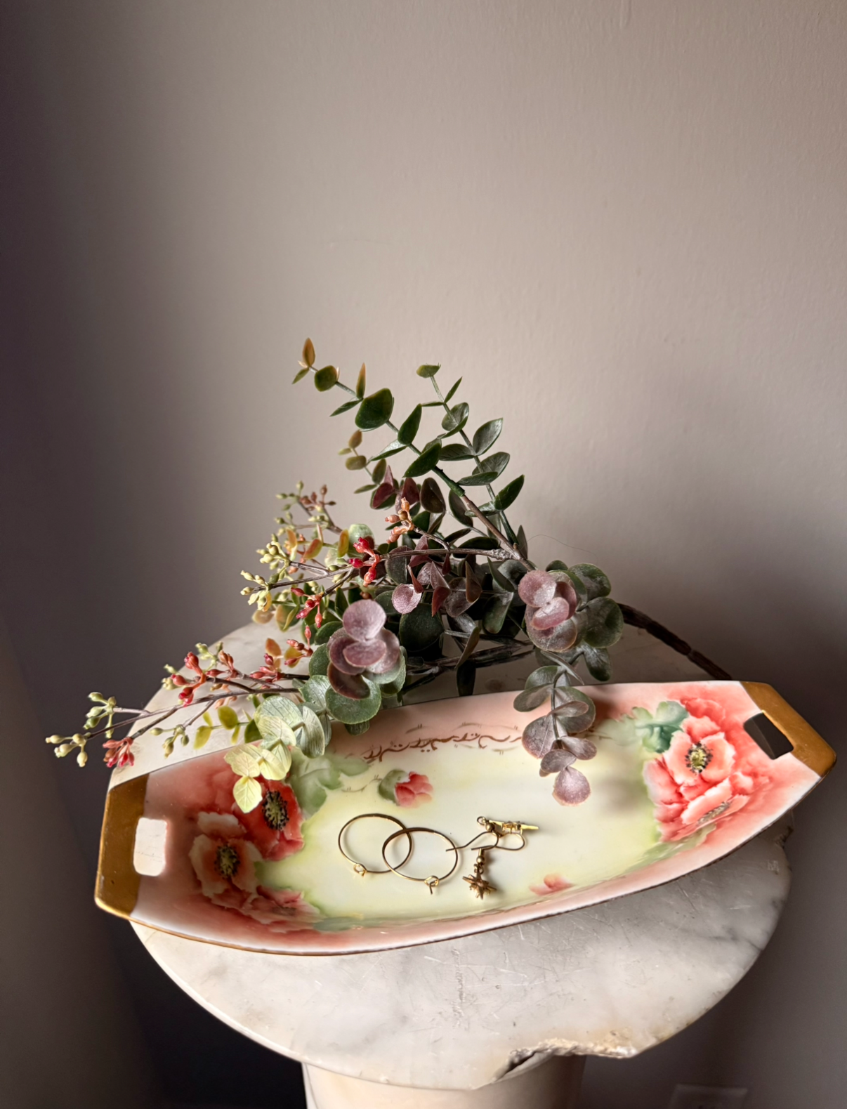 Vintage Pink Poppies Trinket Tray